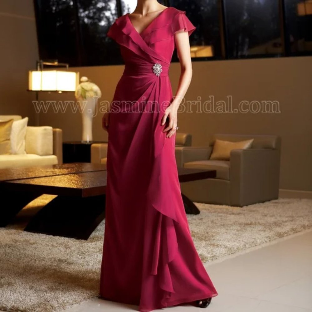 Jade by Jasmine Mother of the Bride dress Mulberry Burgundy color